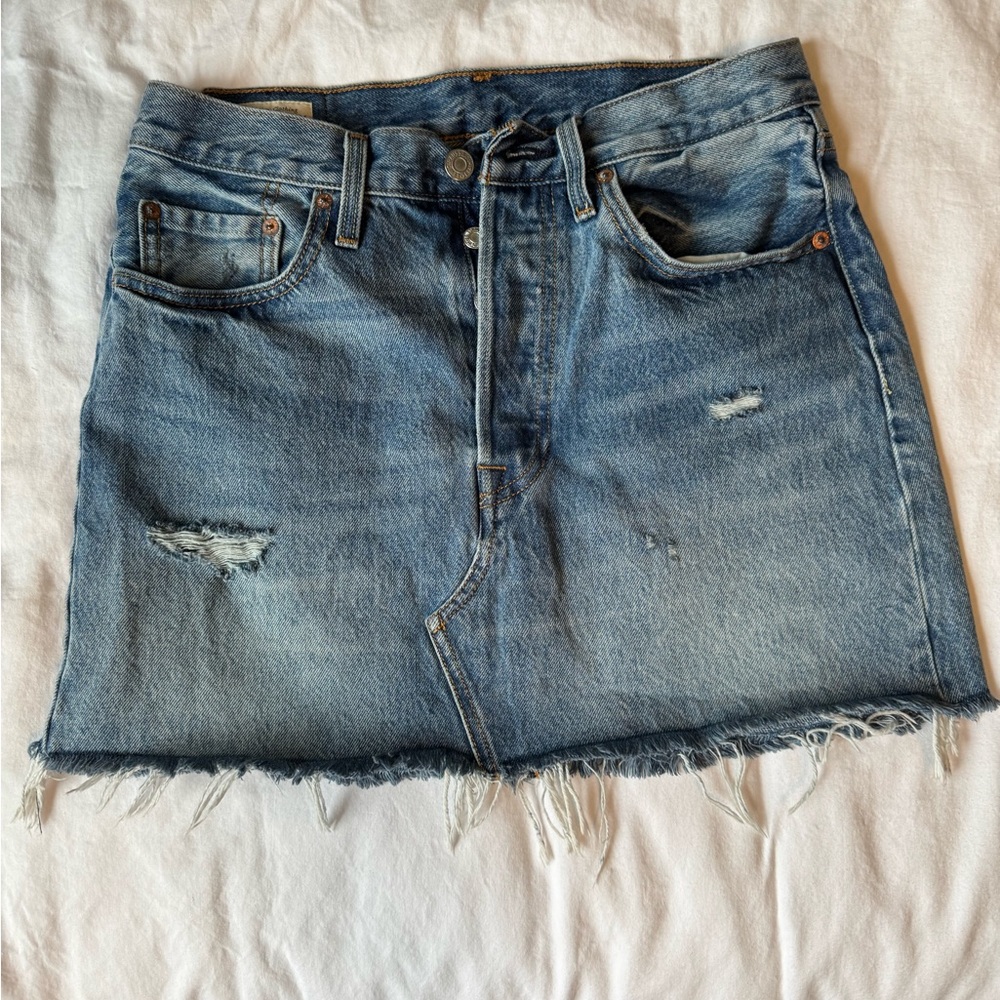 Levi's Blue Distressed Denim Mini Skirt